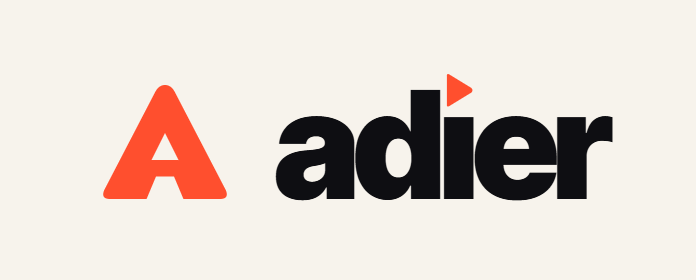 The Adier logo: a vermilion A mark and the word adier in black, on a cream background